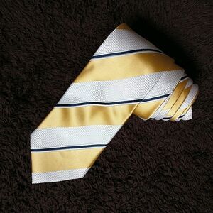 Donald Trump Signature Necktie Rep Tie Silk Yellow Blue Striped Jacquard 3.5x60"